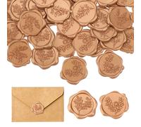 Oruola Lot de 48 cachet de cire autocollant,sceau cires 30 mm Doré antique - Sceau de cire vintage pour invitations de mariage,anniversaire,fête prénuptiale,saint-valentin
