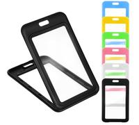 Oruola Lot de 6 porte-badges verticaux en plastique avec fenêtre transparente double face, porte-badge d'identification pour bureau, école, cartes de crédit, cartes de proximité, permis de conduire,