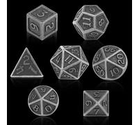 ORUZA DND Lot de 7 dés en métal argenté polyédrique D&D pour donjons et dragons RPG MTG TTRPG Pathfinder Jeux de rôle Jeux de table