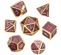 ORUZA DND Lot de 7 dés en métal violet polyédrique pour donjons et dragons RPG MTG TTRPG Pathfinder Jeux de rôle Jeux de table