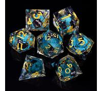 ORUZA DND Lot de 7 dés polyédriques D&D Liquid Core D4 D6 D8 D10 D12 D20 D% Chat Sable Mouvant Cube de Jeu pour Donjons et Dragons RPG MTG Pathfinder Jeu de rôle