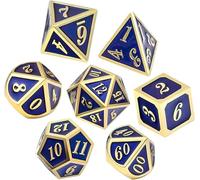 ORUZA DND Lot de 7 dés polyédriques en métal D&D pour jeux de rôle Donjons et Dragons, RPG, MTG, Pathfinder, jeux de rôle
