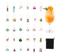 ORUZA Lot de 30 breloques pour verres à vin, étiquettes d'identification de verre à vin, breloques d'identification de verre à vin pour les fêtes de dégustation, les fêtes d'anniversaire sur le thème