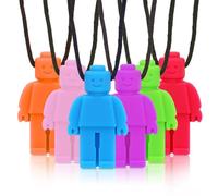 ORUZA Lot de 6 colliers à mâcher en silicone pour homme, robots, pour dentition, TDAH, autisme, Biting Needs, Oral Motor Chewy, anneau de dentition pour enfants autistes, bébés garçons et filles
