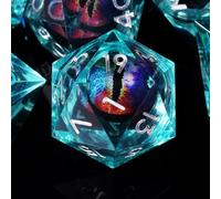 ORUZA Lot de 7 dés DND D&D en résine à bords tranchants, polyédriques D&D pour jeux de rôle Donjons et Dragons, D20, D12, D10, D8, D6, D4, D%