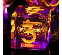 ORUZA Lot de 7 dés DND polyédriques D&D en résine à bords tranchants, pour Donjons et Dragons, jeux de table (violet et doré)