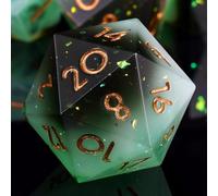 ORUZA Lot de 7 dés en résine DND - Bord tranchant - Dés polyédriques D&D - Jade DND - Pour donjons et dragons Pathfinder MTG - Jeux de rôle - Jeux de table (vert clair et noir)