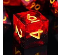 ORUZA Lot de 7 dés en résine DND fabriqués à la main - D&D polyédriques en résine - Bord tranchant translucide - Pour donjons et dragons, jeux de table MTG - Rouge flamme