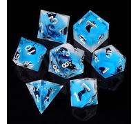 ORUZA Lot de 7 dés en résine polyédrique DND pour chat - Bords tranchants - Pour donjons et dragons RPG MTG Pathfinder
