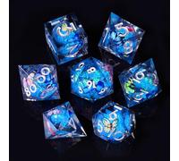 ORUZA Lot de 7 dés polyédriques DND Liquid Core D&D D4 D6 D8 D10 D12 D20 D% Papillon Sable Mouvant Cube de Jeu pour Donjons et Dragons RPG MTG Pathfinder Jeu de rôle
