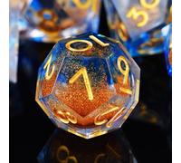 ORUZA Lot de 7 dés polyédriques DND Liquid D&D Core D4 D6 D8 D10 D12 D20 D% Sables mouvants pour Donjons et Dragons RPG MTG Pathfinder Jeu de rôle