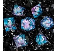 ORUZA Lot de 7 dés polyédriques DND Liquid D&D Core D4 D6 D8 D10 D12 D20 D% Sables mouvants pour Donjons et Dragons RPG MTG Pathfinder Jeu de rôle