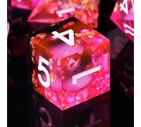 ORUZA Lot de 7 dés polyédriques Liquid Core - Papillon D4 D6 D8 D10 D12 D20 D% DND - Dés pour donjons et dragons RPG MTG Pathfinder