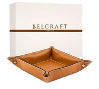 Orvieto Plateau Bien rangé en Cuir de Fabrication Artisanale Italienne, Vide Poches, Cadeau, Brun Clair (19x19 cm)