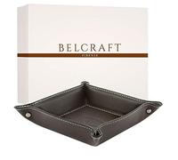 Orvieto Plateau Bien rangé en Cuir de Fabrication Artisanale Italienne, Vide Poches, Cadeau, Marron foncé (19x19 cm)