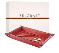 Orvieto Plateau Bien rangé en Cuir de Fabrication Artisanale Italienne, Vide Poches, Cadeau, Rouge (28x19 cm)