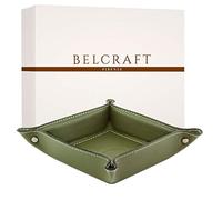 Orvieto Plateau Bien rangé en Cuir de Fabrication Artisanale Italienne, Vide Poches, Cadeau, Vert (19x19 cm)