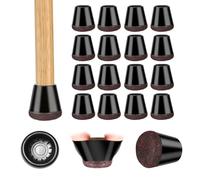 Orvilsen Protection Pied de Chaise, 16 Petits Patin de Chaise de Sol en Silicone Noir avec Patins en Feutre épaissi, pour sols en Bois Dur et carrelage, sans Bruit (14-20mm)