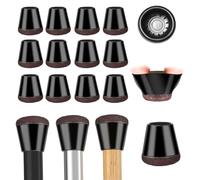 Orvilsen Protection Pied de Chaise, 24 Petits Patin de Chaise de Sol en Silicone Noir avec Patins en Feutre épaissi, pour sols en Bois Dur et carrelage, sans Bruit (14-20mm)