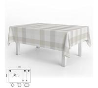 Mantel Hule Rectangular 140 X 250 Cm. Cuadros Beige