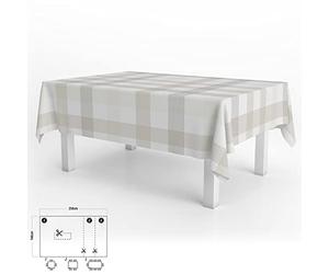 Oryx 5544032 Nappe en Toile cirée rectangulaire à Carreaux Beiges Imperméable, Anti-Taches, en PVC, 140 x 250 cm Peut être coupée, pour Une Utilisation à l’intérieur et à l’extérieur