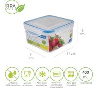 ORYX Pot hermétique carré en plastique 400 ml. 11x11x6 (h.) cm.