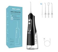 Oryzom Cordless Water Flosser for Optimal Dental & Oral Care / 5 Modes & 4 Tips / 300 ml Tank / IPX7 Waterproof Rating/Dental Jet for Gums (Black)
