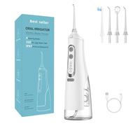 Oryzom Cordless Water Flosser for Optimal Dental & Oral Care / 5 Modes & 4 Tips / 300 ml Tank / IPX7 Waterproof Rating/Dental Jet for Gums (White)