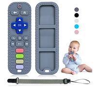 Orzbow Anneau Dentition Bebe Silicone,Telecommande Jouet Dentition Bébé avec Attache-sucette,Jouets à Mâcher pour Bébés,Ensemble Anneau de Dentition Doux sans BPA pour 0-12 Mois Bébés (Gris Foncé)