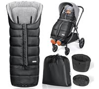 Orzbow Chanceliere Bebe Poussette Évolutif, Longue Chanceliere Universelle pour Poussette con Fermeture Éclair, Imperméable, Antidérapant, Facile Utiliser, Chaud, 97/117 * 44cm, Noir