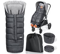 Orzbow Chanceliere Bebe Poussette Évolutif, Longue Chanceliere Universelle pour Poussette con Fermeture Éclair, Imperméable, Antidérapant, Facile Utiliser, Chaud, 97/117 * 44cm, Gris Foncé