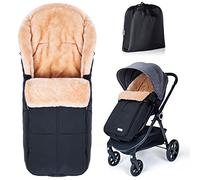 Orzbow Chanceliere Bebe Poussette, Fausse Peau d'agneau, Chanceliere Universelle pour Poussette avec Fermeture Éclair, Amovible et Imperméable, Lavable en Machine (Noir)