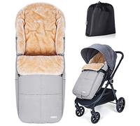 Orzbow Chanceliere Bebe Poussette, Fermeture Éclair, Imitation Mouton | Chanceliere Universelle pour Poussette avec Deux Poches, Accès Faciles, Amovible et Déperlant, Lavable en Machine, Gris Clair