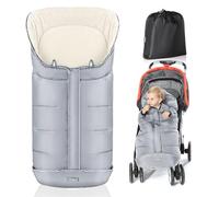 Orzbow Chanceliere Bebe Poussette, Imperméable Chanceliere Universelle Pour Poussette, Polaire Coral, Bandes Réfléchissantes, Fermeture Éclair et Antidérapante (Gris élégant)