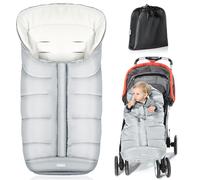Orzbow Chanceliere Bebe Poussette, Imperméable Chanceliere Universelle Pour Poussette, Polaire Coral, Bandes Réfléchissantes, Fermeture Éclair (Gris Clair)