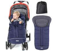 Orzbow Chanceliere Bebe Poussette, Imperméable Chanceliere Universelle Pour Poussette, Polaire Coral, Bandes Réfléchissantes, Fermeture Éclair (Bleu)