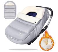 Orzbow Couverture Siege Auto Bebe Hiver, Imperméable Chanceliere Cosy Universelle avec Collier Réglable, Doublure Chaude en Polaire Corail, Fermeture Éclair, Amovible, Lavable en Machine, Gris Foncé