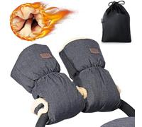 Orzbow Gants Poussette, Moufle Poussette avec Fausse Peau de Mouton, Hiver Gant Poussette Protège-Mains, Extrêmement Chaud, Doux et Coupe-Vent, Universel Antigel Chauffe Main Poussette (Gris Foncé)