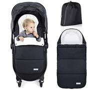 Orzbow Hiver Chanceliere Bebe Poussette, Imperméable Chanceliere Universelle pour Poussette avec Sac de Rangement, Amovible Chancelière Poussette avec Zip Ajustable, Accès Facile, Chaleur, Noir Pur