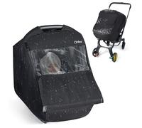 Orzbow Hiver Habillage Pluie Cosy Universel, Pluie Couverture Siege Auto Bebe Hivers avec Porte Fermeture Éclair Transparente a L'avant, Lavable en Machine, Noir