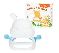 Orzbow Jouet Bebe 0-3-6-9 Mois, Silicone Lapin Anneau de Dentition Bebe avec Poignée Amovible, Facile Saisir & Nettoyer, Légèreté Jouet Dentition Bébé pour Les Besoins de Succion, Bleu