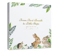 Orzbow Livre de souvenirs pour bébé de 0 à 5 ans, journal de grossesse à couverture rigide durable avec 130 pages guidées et 6 poches souvenirs, motif animal neutre et mignon pour nouveau-né à