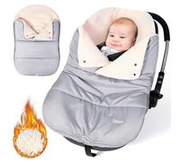 Orzbow Nid d'ange Bebe Cosy Hiver,Imperméable Couverture Cosy Bebe Hiver avec Collier Réglable,Doublure Chaude en Polaire Berbère,Fermeture Éclair,Universelle,Amovible,Lavable en Machine (Gris Clair)