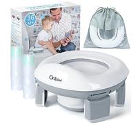 Orzbow Pot de Voyage Enfant Pliable,Pot Bebe Toilette avec 40 Pièces Sacs Jetables,Portable Siege Toilette Enfant avec Sac de Rangement,Reducteur Toilette Enfant à Emporter Partout (Gris)