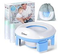 Orzbow Pot de Voyage Enfant Pliable,Pot Bebe Toilette avec 40 Pièces Sacs Jetables,Portable Siege Toilette Enfant avec Sac de Rangement,Reducteur Toilette Enfant à Emporter Partout (Bleu)