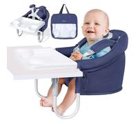 Orzbow Siège de Table pour Bébé avec Plateau Amovible, Chaise Bebe de Table avec Harnais 5 Points,Rembourrage Supplémentaire pour la Sangle d'épaule,pour Maison et Voyage,Bleu Élégant