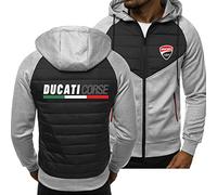 ORZEY Vestes Sweat à Capuche pour Hommes pour Ducati Sweat-Shirt Full Zip Capuchon Cardigan Décontracté Patchwork Sweat à Capuche Manches Longues Manteau Haut(Color: Light grey1,Size:L)
