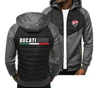 ORZEY Vestes Sweat à Capuche pour Hommes pour Ducati Sweat-Shirt Full Zip Capuchon Cardigan Décontracté Patchwork Sweat à Capuche Manches Longues Manteau Haut(Color: Dark grey1,Size:L)