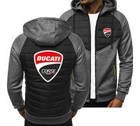 ORZEY Vestes Sweat à Capuche pour Hommes pour Ducati Sweat-Shirt Full Zip Capuchon Cardigan Décontracté Patchwork Sweat à Capuche Manches Longues Manteau Haut(Color: Dark Grey,Size:M)