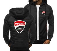 ORZEY Vestes Sweat à Capuche pour Hommes pour Ducati Sweat-Shirt Full Zip Capuchon Cardigan Décontracté Patchwork Sweat à Capuche Manches Longues Manteau Haut(Color:Black,Size:XXL)